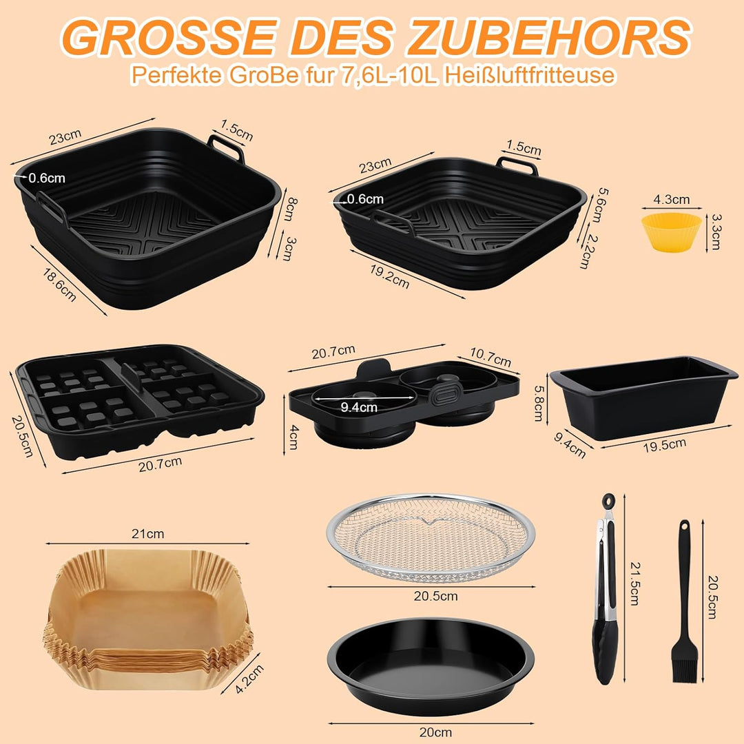 16PCS Heissluftfritteuse Zubehör, Verdickt Airfryer Zubehör für COSORI Turbo Tower Pro 10,8L(6,5L/4,
