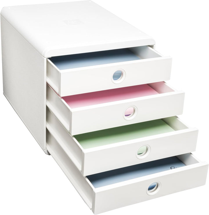 Exacompta Schubladenbox Pop Box, 4 Schubladen, AutentiK - Weiss - 314313D