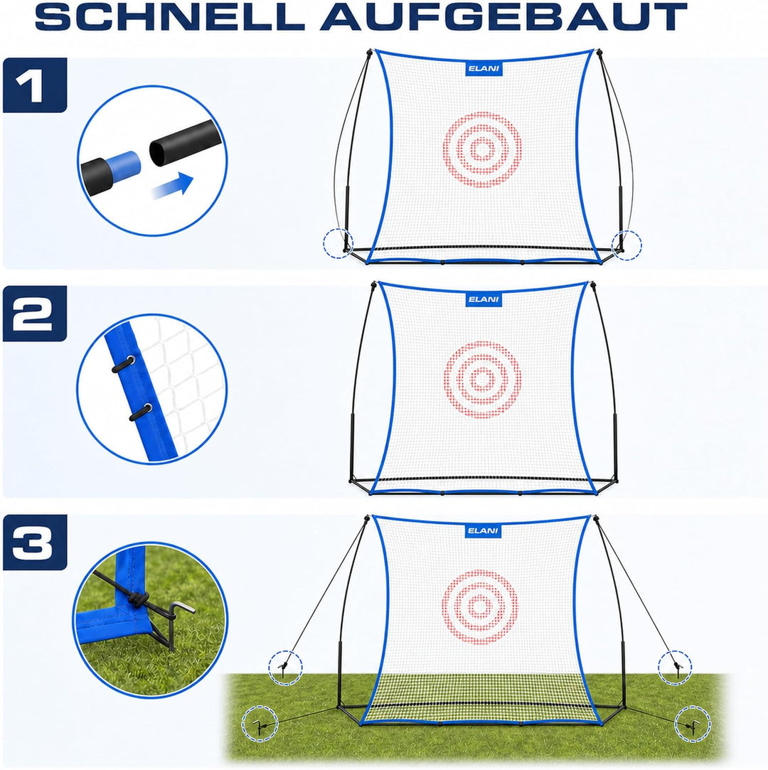 ELANI - Rebounder für Fussball - Spass für die ganze Familie - extra Grosses Netz mit Zielscheibe -