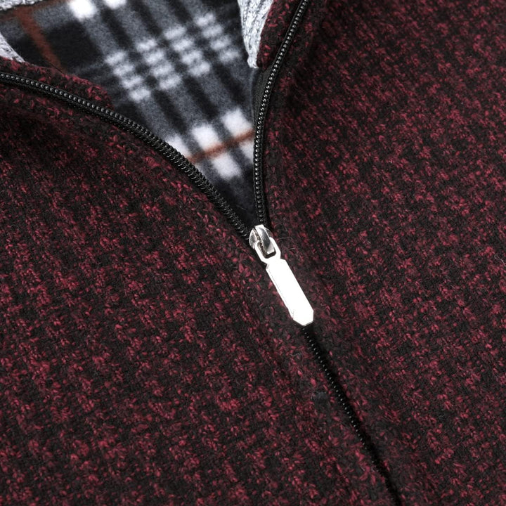 Allthemen Herren Cardigan Grobstrick Reissverschluss Strickjacke mit Stehkragen Winter Pollover Knit