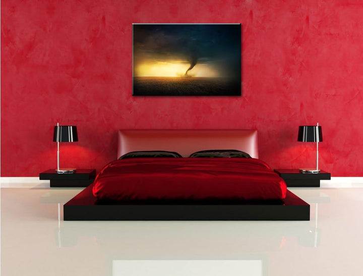 Naturgewalt Tornado, Format: 100x70 auf Leinwand, XXL riesige Bilder fertig gerahmt mit Keilrahmen,