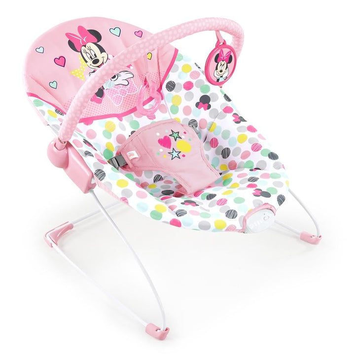 Bright Starts - Disney Baby, Minnie Mouse Spotty Dotty, Babywippe mit Vibrationen, maschinenwaschbar