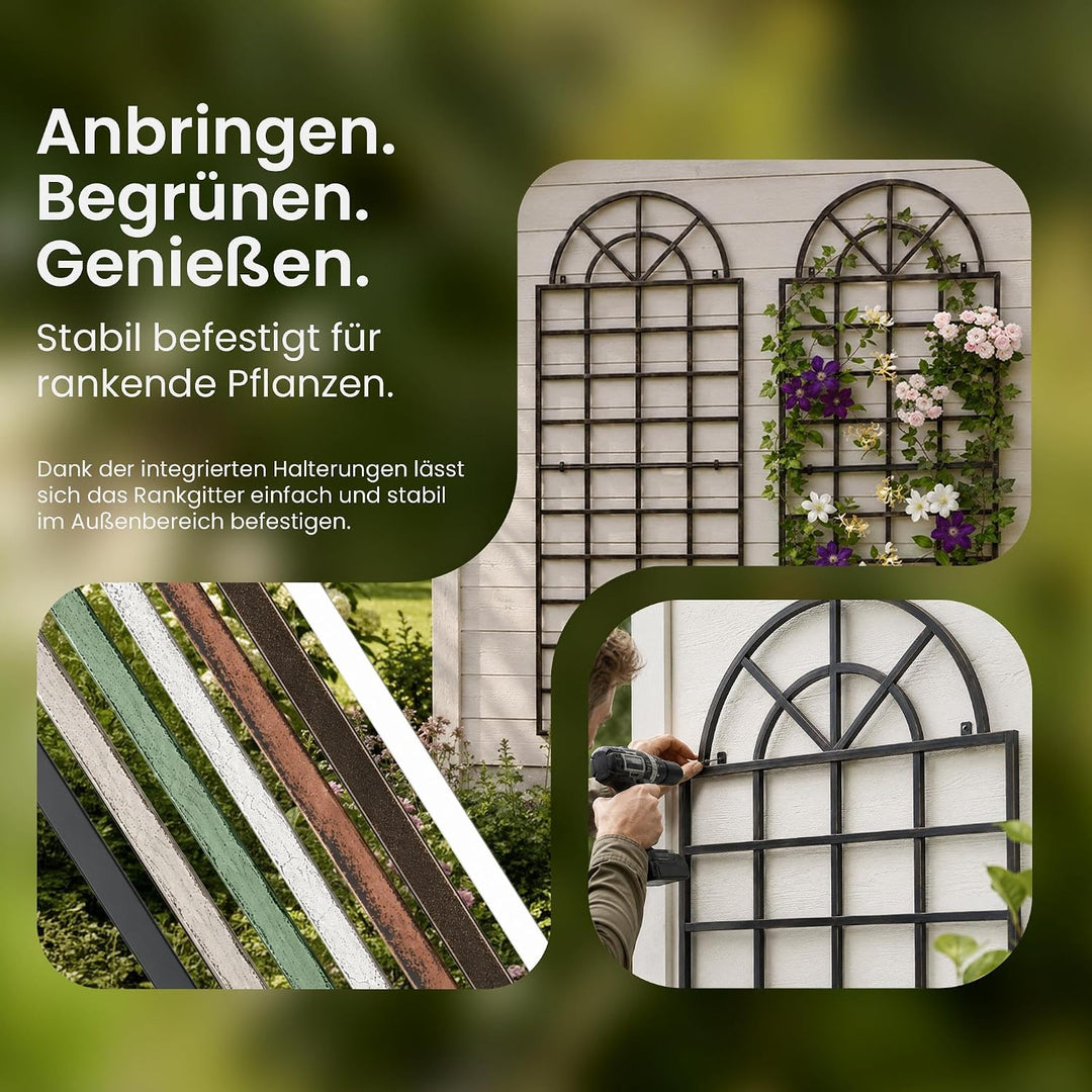 CLP Wand-Rankgitter Viva mit Rahmen I Rankgitter aus Eisen zur Wandbefestigung I erhältlich, Farbe:a