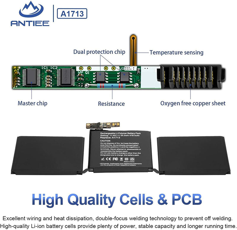 A1708 A1713 Akku für MacBook Pro 13 Zoll A1708(Late 2016 Mid 2017 EMC 2978 3164,A2171 Laptop Akku fü