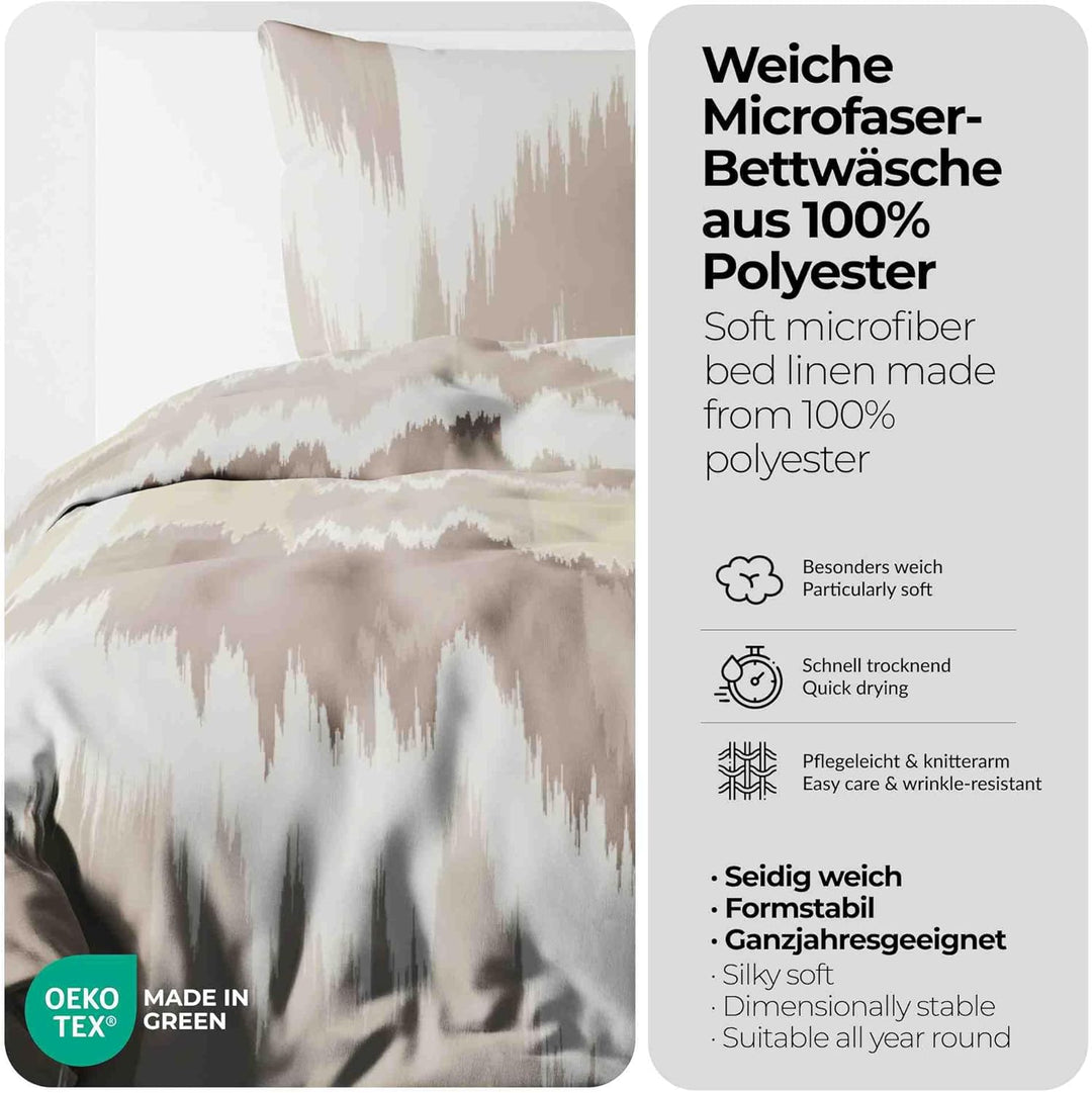 etérea Microfaser Bettwäsche Lex 200x220 3er Set - Bügelfrei mit Reissverschluss - nach100