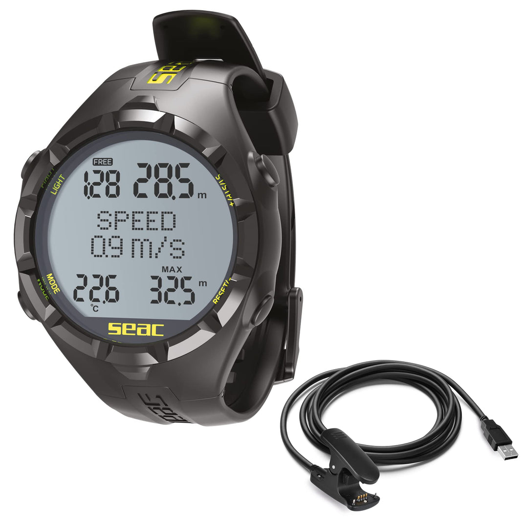 Seac Apnea, Freitauchcomputer schwarz/gelb HR +USB single, schwarz/gelb HR +USB single