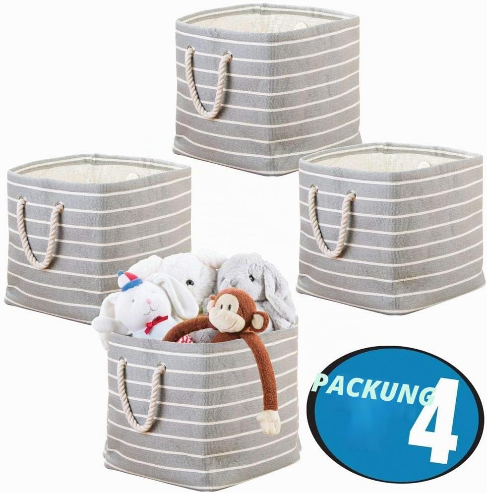 mDesign 4er-Set Aufbewahrungsbox mit Griffen – Wäschebox für Ordnung in der Waschküche – Stoffkiste