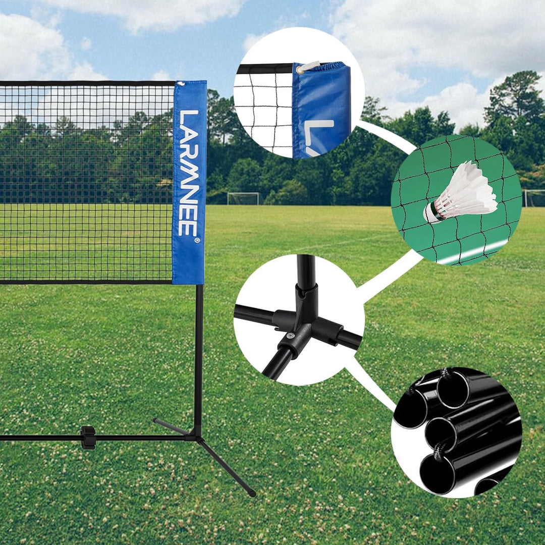 LARMNEE Badmintonnetz, Volleyballnetz, Federballnetz, 3-Fach-Höhenverstellbar 107/120/155cm, Tragbar