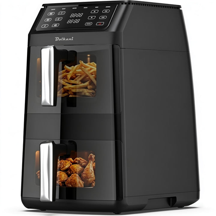 Heissluftfritteuse Doppelkammer XXL 11L | Double Stack Air Fryer 2 Kammern übereinander | 2500W Dual
