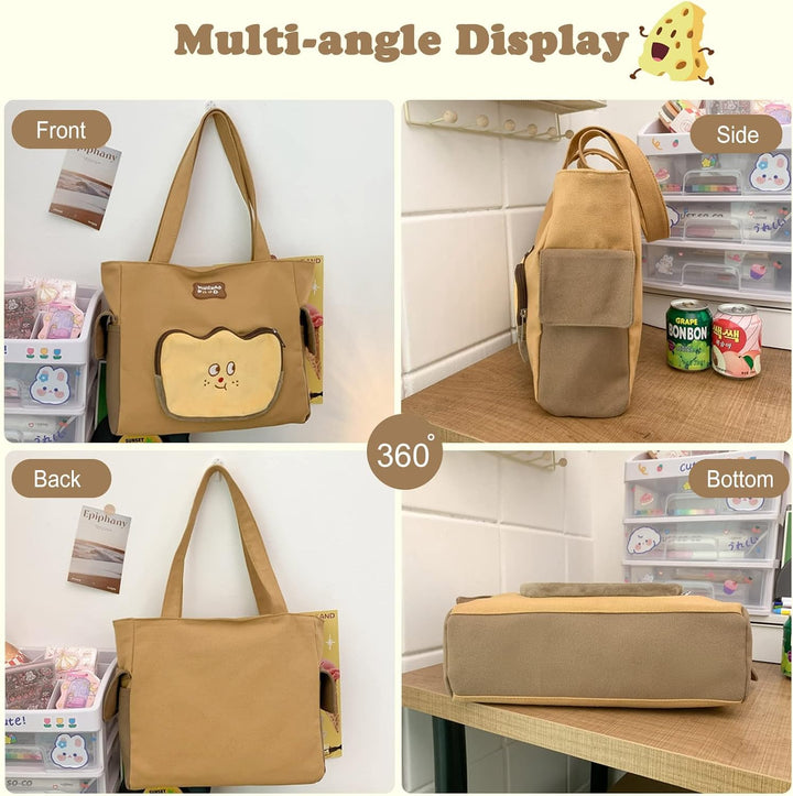 FANDARE Damen Handtasche Leinwand Henkeltasche Schultertasche Umhängetasche Frauen Schulterbeutel Sh