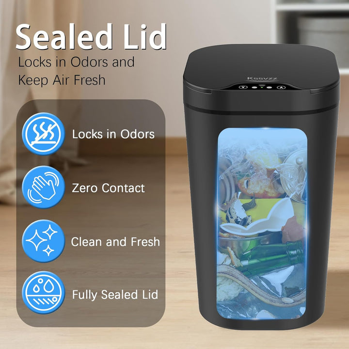 2er Set Mülleimer Bad mit Sensor, 10L Automatischer Mülleimer mit Deckel, Elektrischer Mülleimer für