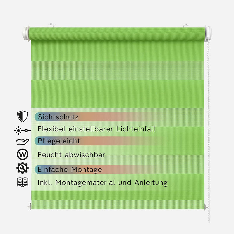 Rikmani Doppelrollo Fensterrollo ARD Duo-Rollo Klemmfixierung Zebrarollo Seitenzugrollo ohne Bohren,