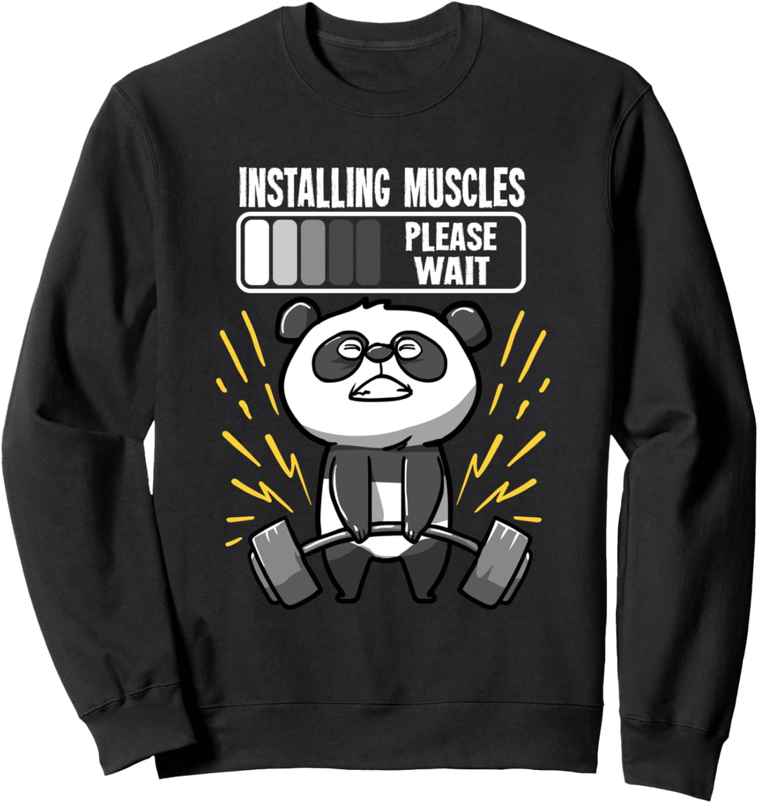 Lustiges Panda Installing Muscles Please Wait Gym Fitness Sweatshirt