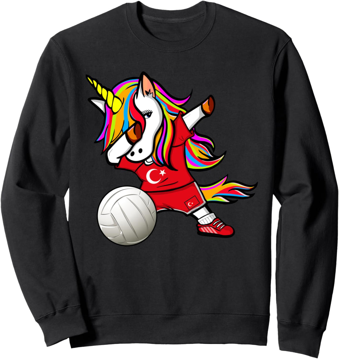 Lustiger Dabbing Einhorn Türkei Volleyball Türkische Flagge Sweatshirt