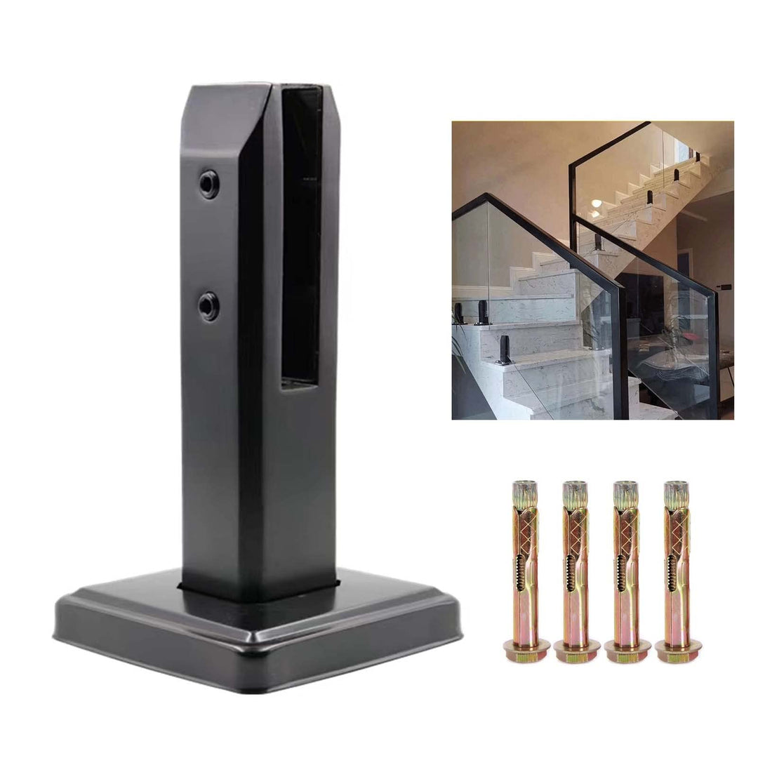Stehende Glasklemme Schwarz, Grosse Glasklemme aus 304 Edelstahl, Glashalter für Treppen,Halterung f