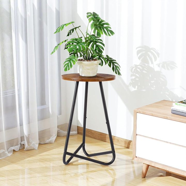 HDANI Rund Pflanzenständer,Blumenständer,Pflanzenregal aus Holz und Metall,Modernes Regal für Zimmer