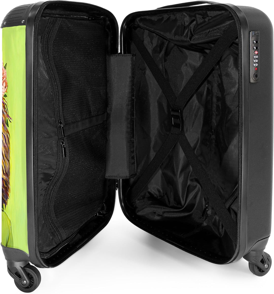 NoBoringSuitcases.com® Koffer Handgepäck Trolley Rollkoffer Kleine Reisekoffer mit 4 Rollen - Löwe -