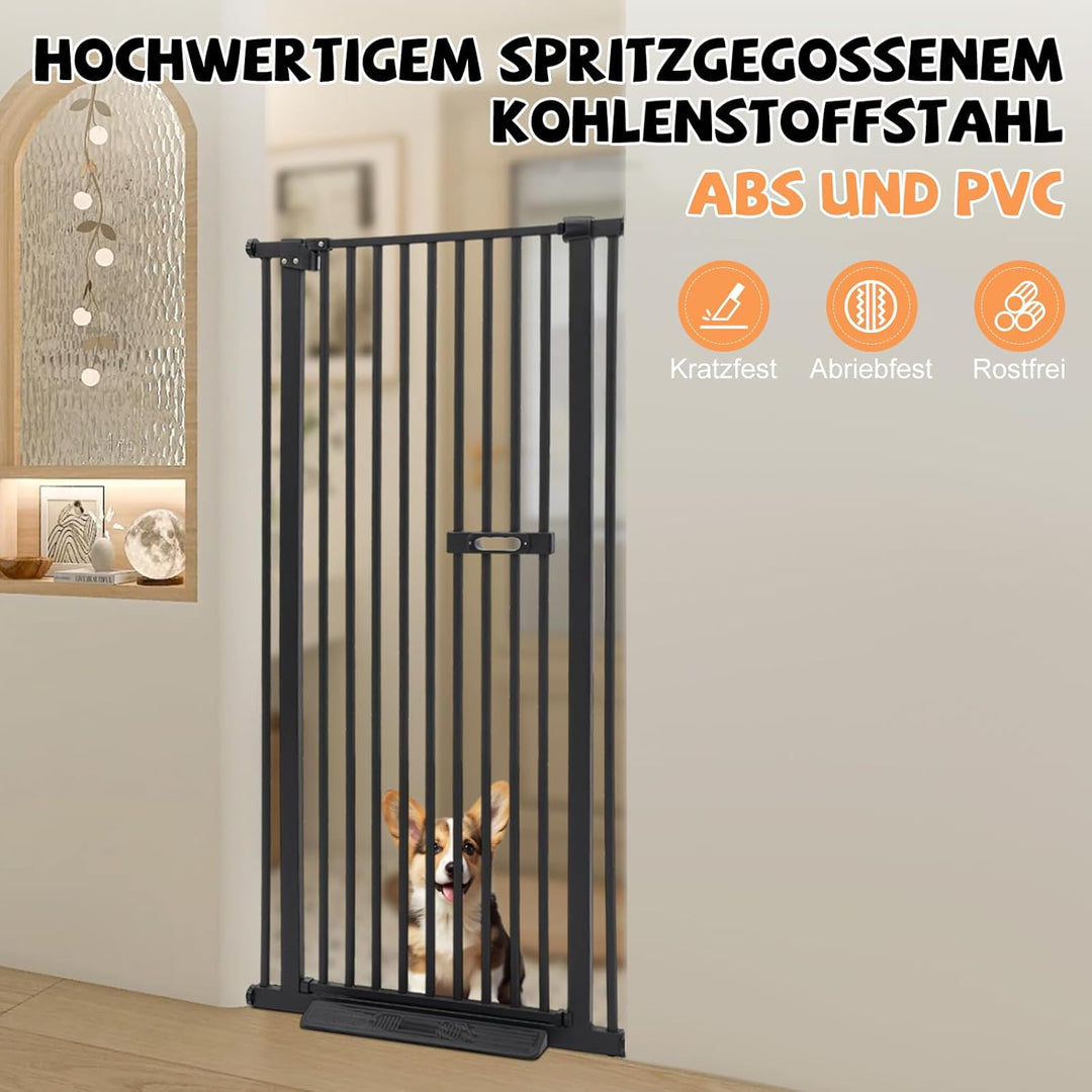 Schutzgitter für Haustiere Extra Hoch, Haustiergitter Extra Hoch mit Doppelverriegelung, 180° Türöff