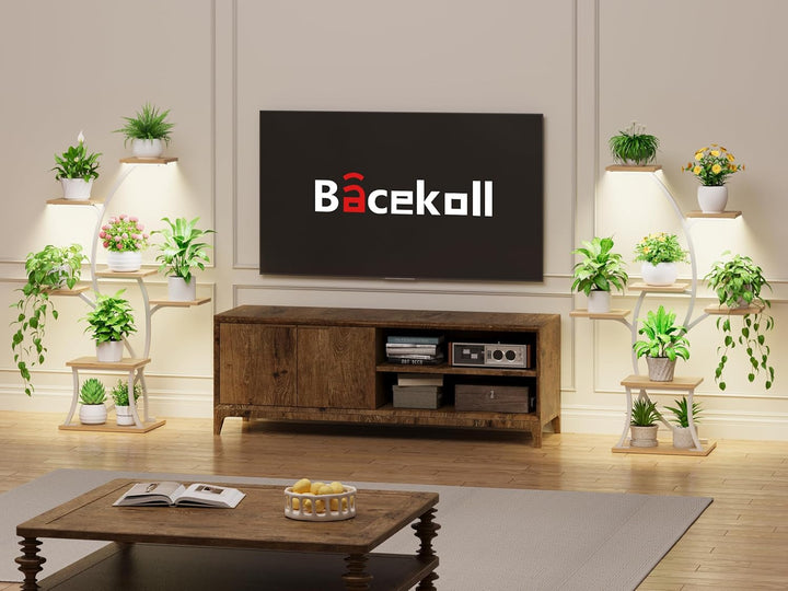 BACEKOLL Pflanzenständer mit Wachstumslicht - 7 Ebenen Blumenständer 112cm Metall Holz Pflanzenregal