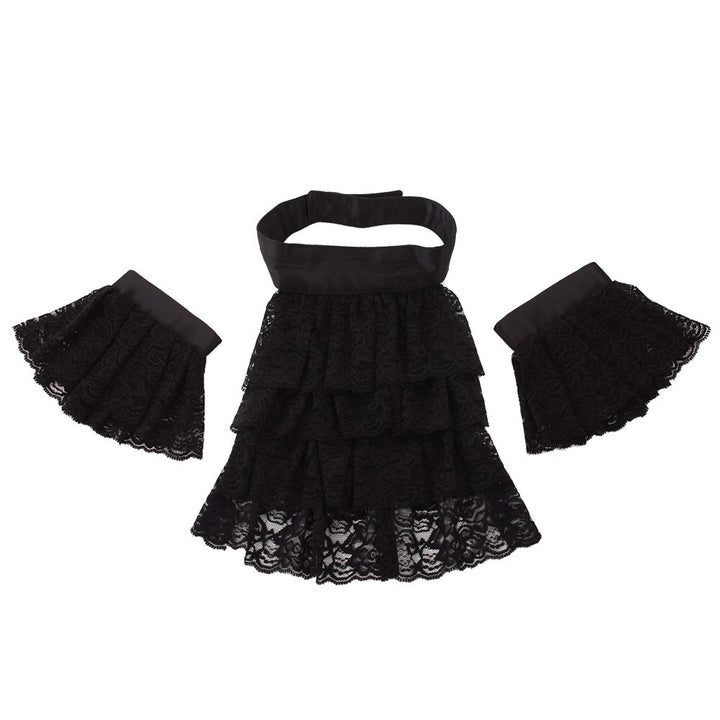 BLESSUME Jabot Kragen Viktorianisch Halskrause Spitze Jabot Kostüm Gross Schwarz Jabot Manschetten,