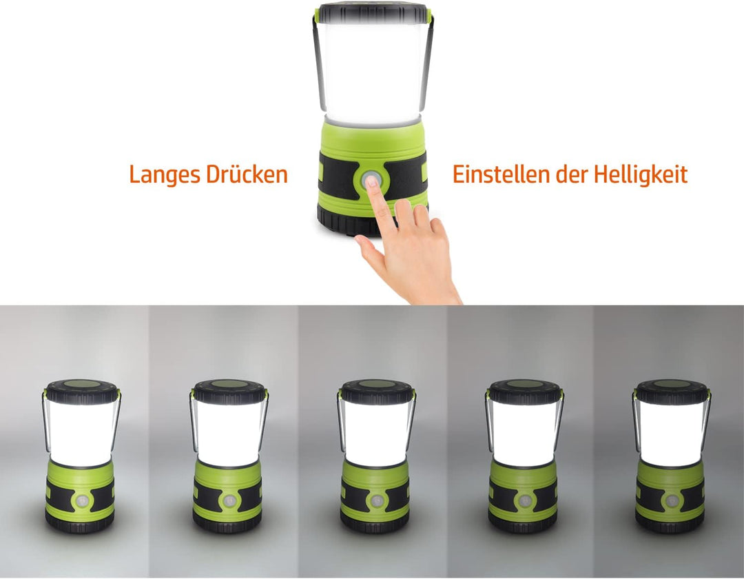 DA LIGHT LED Campinglampe Superhelle 1500 Lumen 4 Lichtmodi Dimmbarer Suchscheinwerfer Batteriebetri