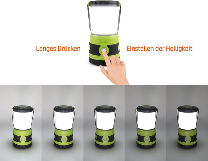 DA LIGHT LED Campinglampe Superhelle 1500 Lumen 4 Lichtmodi Dimmbarer Suchscheinwerfer Batteriebetri