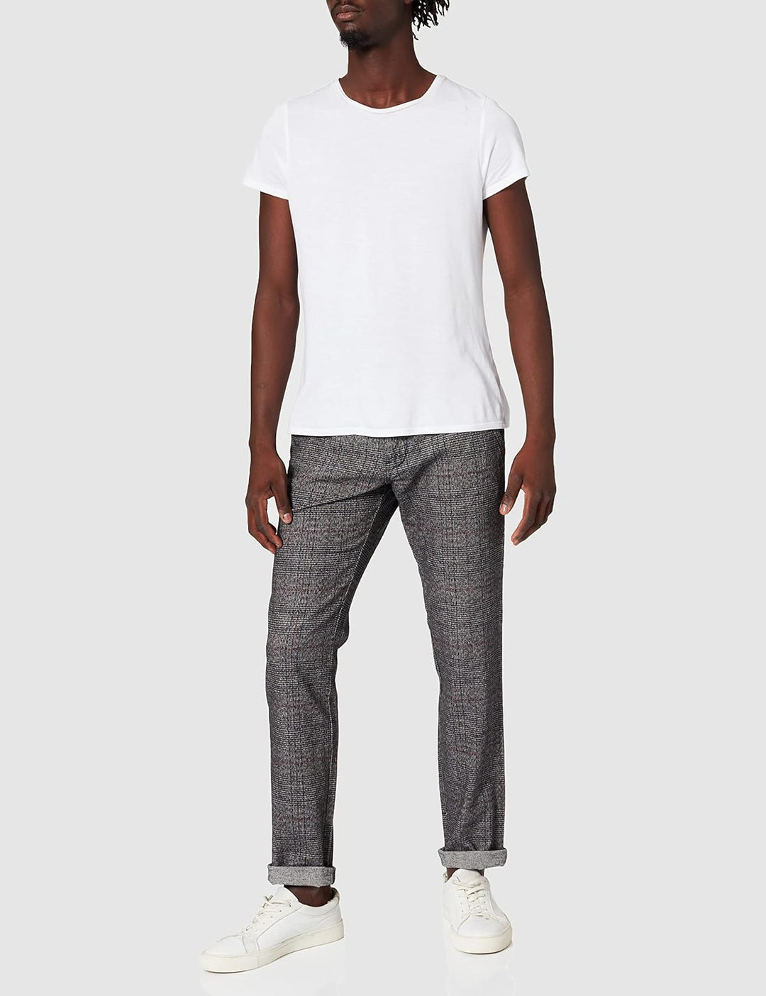 Timezone Herren Regular Luitz Freizeithose 29W / 32L Grey Black Red Check, 29W / 32L Grey Black Red