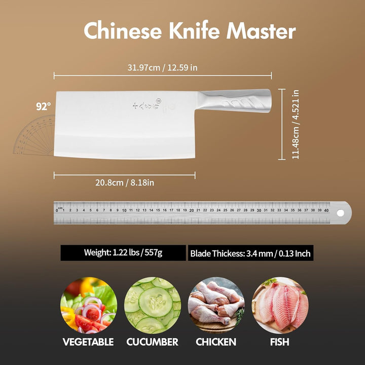 SHI BA ZI ZUO Küchenmesser 8 Zoll Vielseitiges Metzgerbeil Hackmesser zum Schneiden von Fleisch und