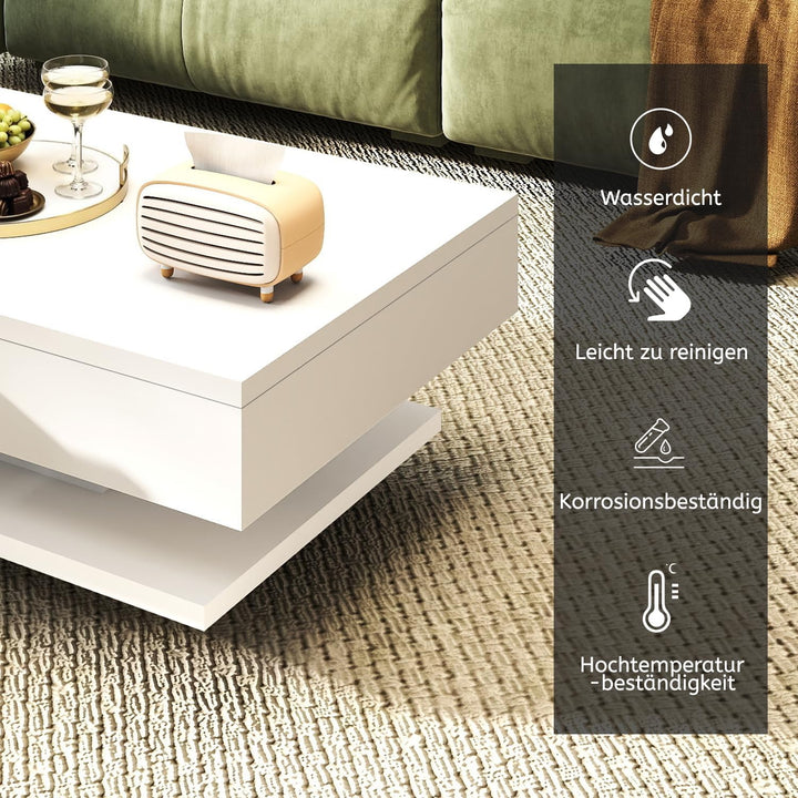 Oyajia Couchtisch, Modern Sofatisch Wohnzimmertisch mit 2 Schublade, Wohnzimmertisch Hochglanz Moder