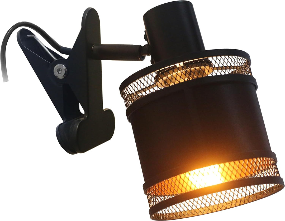 REV – Klemmlampe im angesagten Vintage-Look mit E14 Fassung in schwarz – Leselampe Bett IP20 schwenk