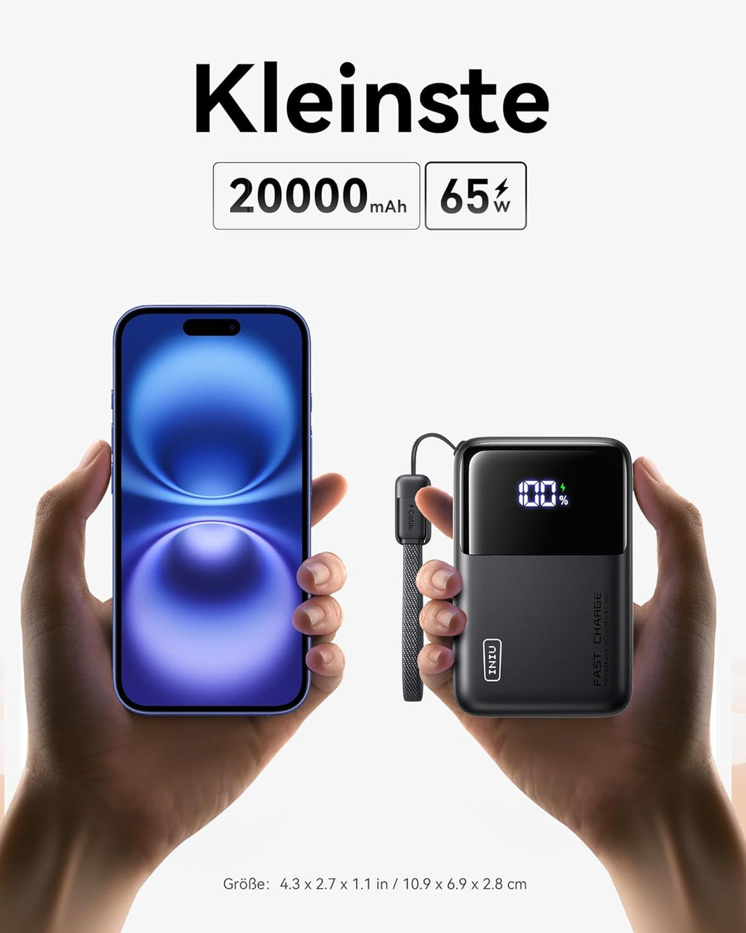 INIU Power Bank, 20000mAh 65W Powerbank Klein Aber Stark Phone & Laptop, Externe Handyakkus USB C In