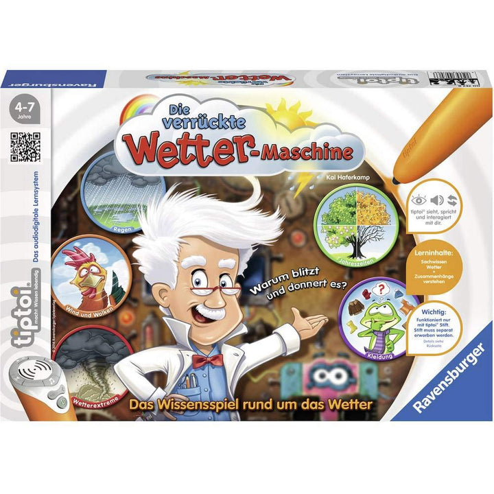 Ravensburger tiptoi Die verrückte Wetter-Maschine Spiel, ab 4 Jahren, Lerne mit Professor Donnerhage
