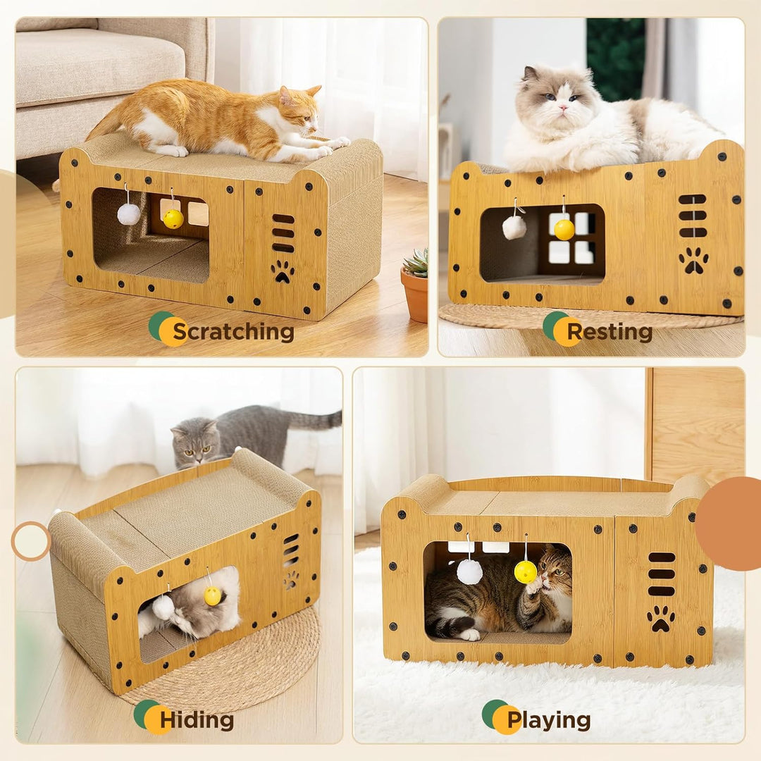 Gimars XXL 59.5cm Kratzbrett Katzenhaus aus Pappe für Katzen, für Wohnungskatzen zum Kratzen und als