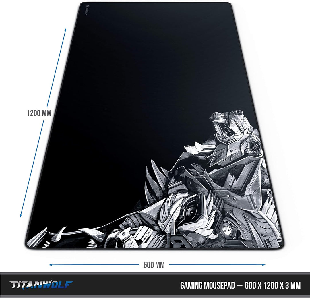 CSL - Übergrösse Mauspad Gaming Titanwolf 1200x600mm - XXXL Mousepad gross mit Motiv - Tischunterlag
