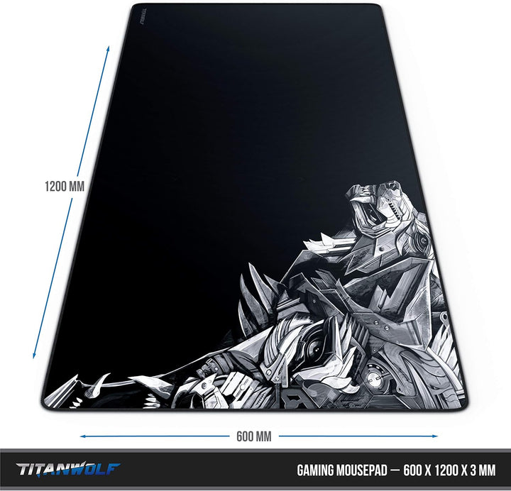 CSL - Übergrösse Mauspad Gaming Titanwolf 1200x600mm - XXXL Mousepad gross mit Motiv - Tischunterlag