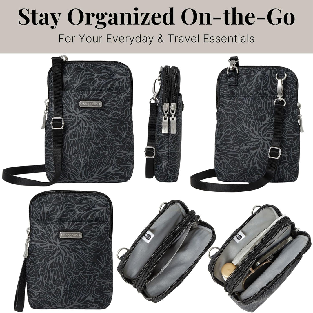 Baggallini Damen Take Two RFID Bryant Crossbody, Einheitsgrösse Midnight Blossom, Midnight Blossom