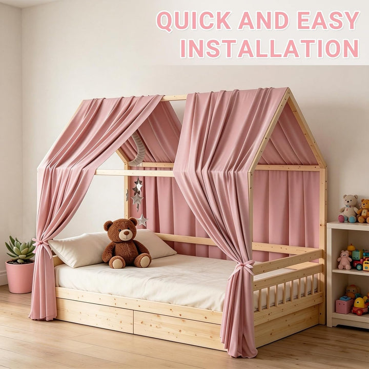 2 Stück Hausbett Himmel 67 x 270 cm Weich und Atmungsaktiv Baldachin Kinderzimmer Deko Betthimmel Ha