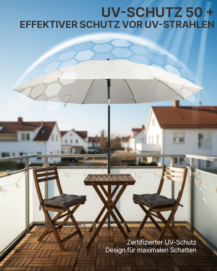 4smile Sonnenschirm Balkon Ø 160 cm SunnyJoy, Beige - UPF 50+ Strandschirm, sicherer Sonnenschirm St