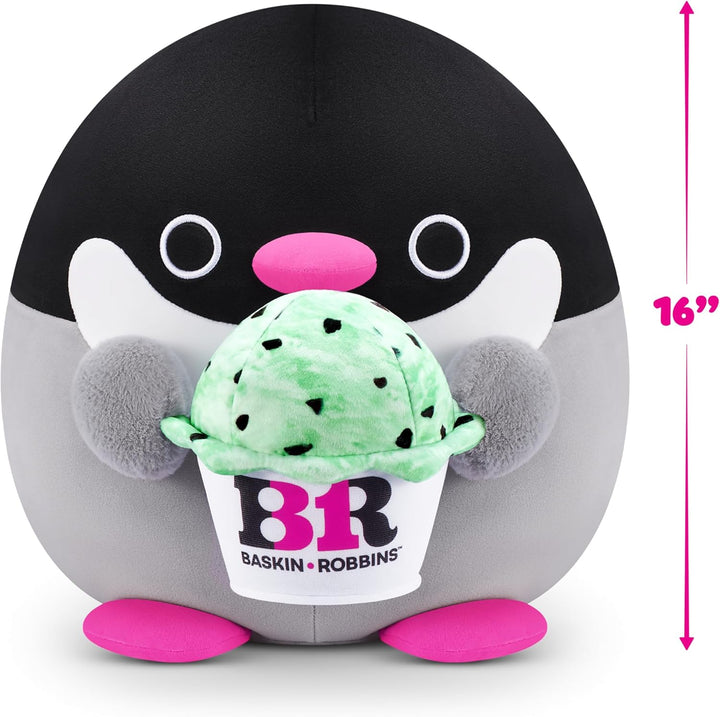 Snackles, Series 2, Penguin (Baskin Robbin), Plush Toy, Cuddly Squishy Comfort Plush with License Sn