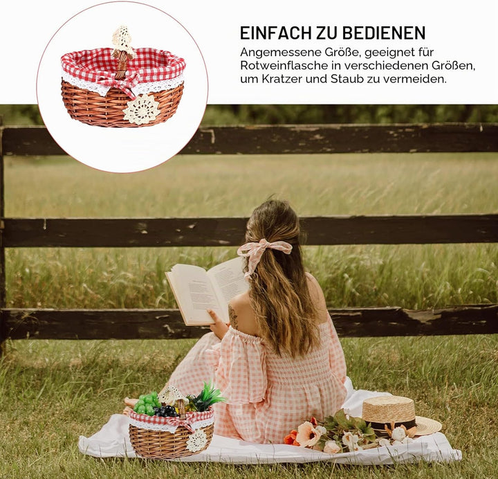 Generic Picknickkorb für Kinder, geflochten, Weidenkorb, Geschenkkorb, Osterkorb mit Griffen, Korb f