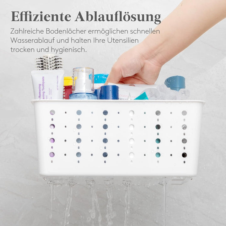 Lifewit Tragbarer Kunststoff Duschkorb mit Fächern und Griff, Putzmittel Organizer und Badezimmer Au