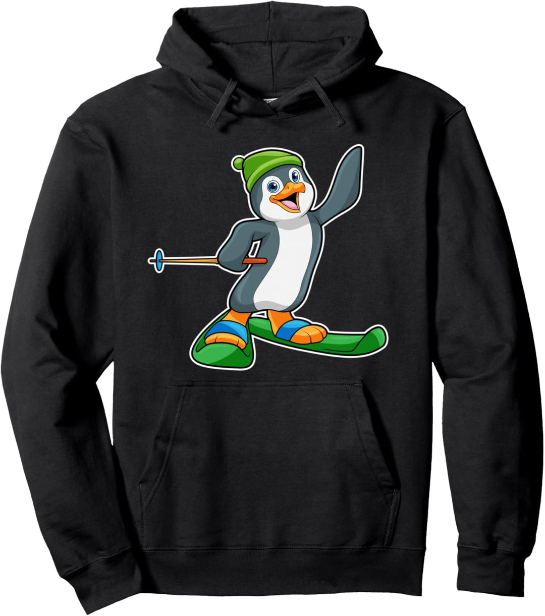 Pinguin Skifahrer Ski Wintersport Pullover Hoodie