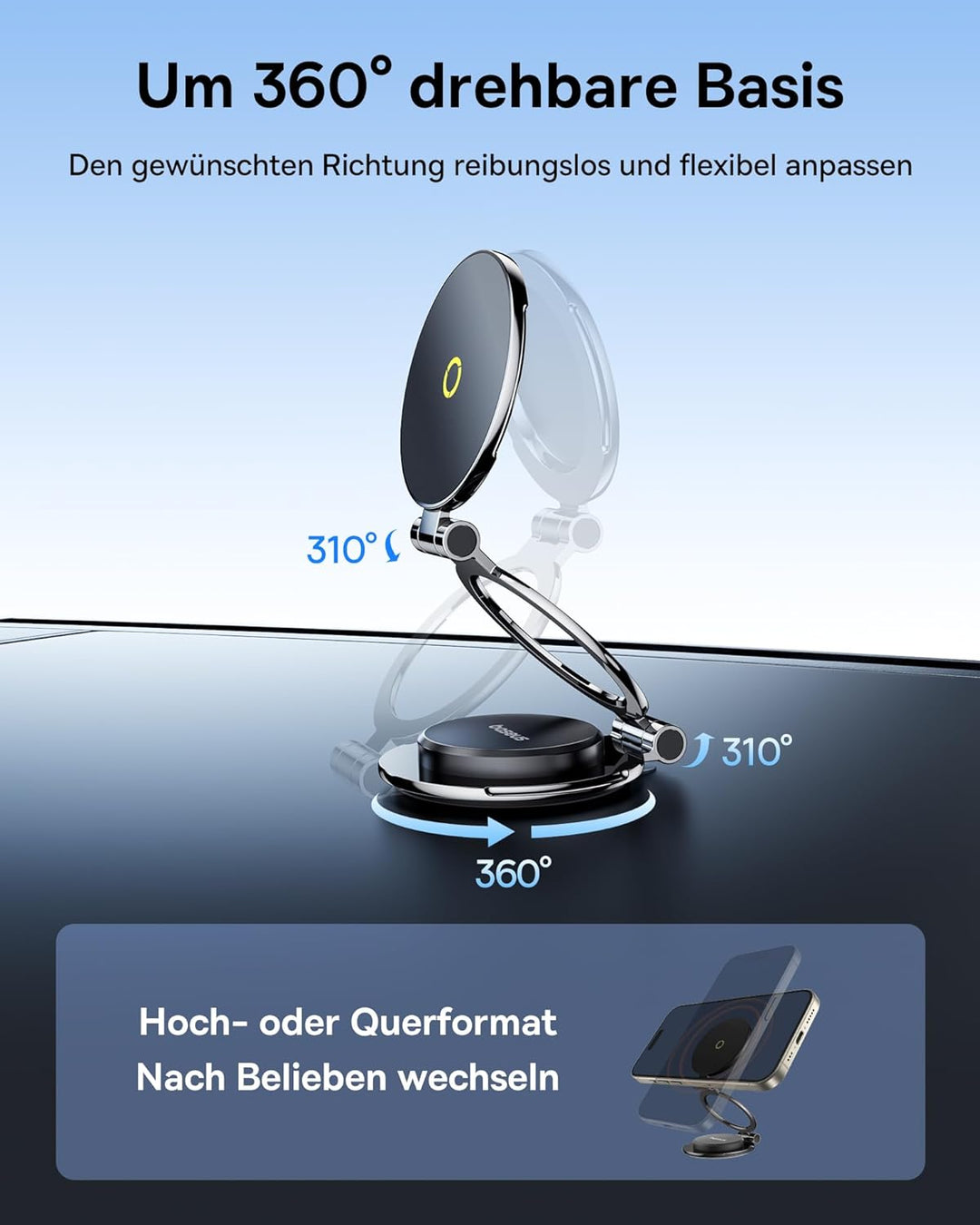Baseus MagPro II Handyhalterung Auto Magnet, 360° Drehbar & Ausziehbar MagSafe Handy Halterung Auto