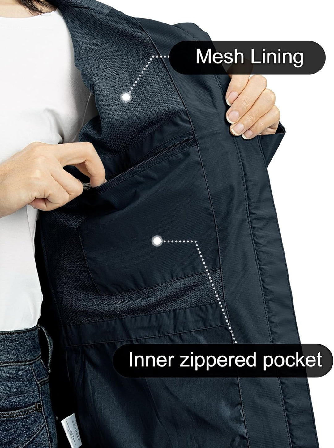 Outdoor Ventures Damen Regenjacke 10000MM Wasserdicht Leichte Gefüttert Packbar Sportjacke Funktions