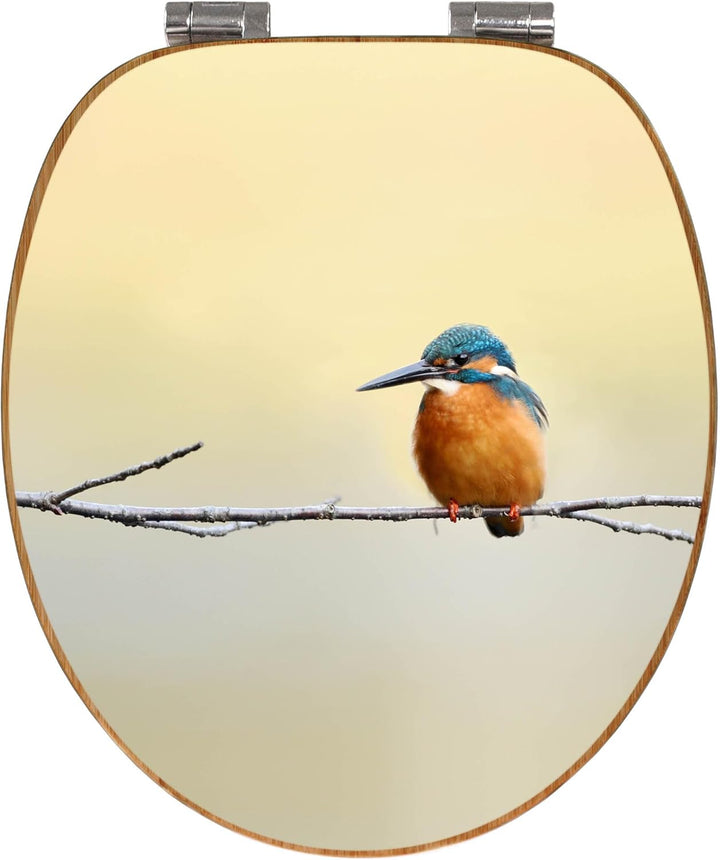 banjado® Design WC Sitz Bambus Absenkautomatik mit Motiv Pause/Toilettendeckel mit Absenkautomatik H