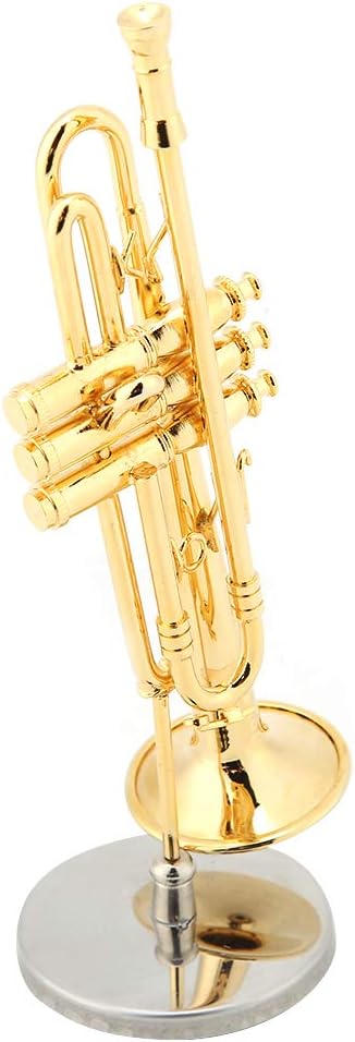 Hapivida Miniatur Trompetenmodell, Zarte Goldene Mini Trompete Instrument Dekoration Messing Instrum