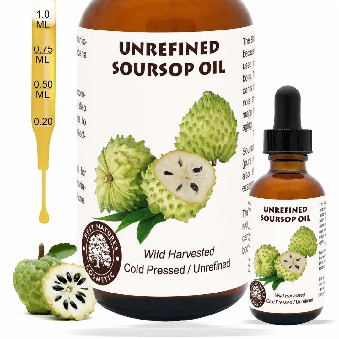 Best Natures Cosmetic Virgin Soursop Graviola Guanabana Öl (Unverdünnt, Kaltgepresst, Unraffiniert)