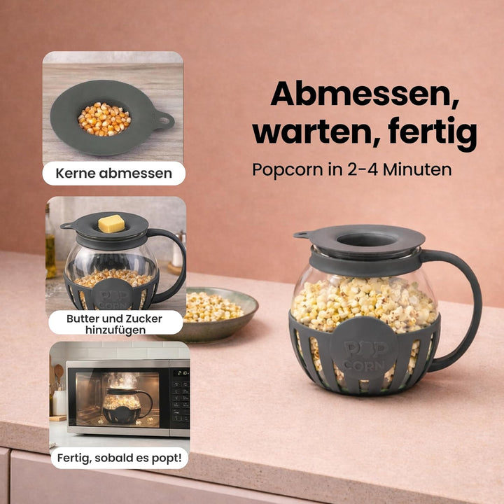 Netrox - Popcorn Maker für Mikrowelle – Glasbehälter, BPA-frei, spülmaschinengeeignet – Fettfreie Po