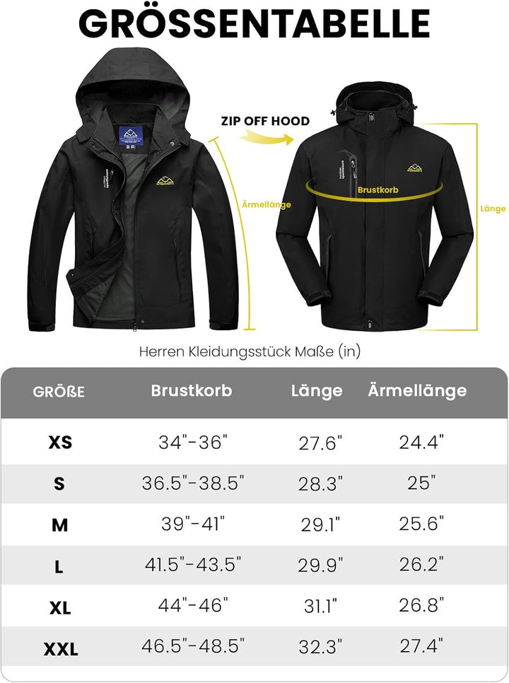 donhobo Herren Outdoor Wanderjacke Wasserabweisend Atmungsaktiv Winddichte Funktionsjacke Leicht Übe