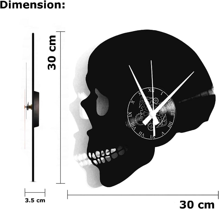Instant Karma Clocks Vinyl Wanduhr Metal Punk Rock Totenkopf Skelett-Wanduhr Totenkopf-Design